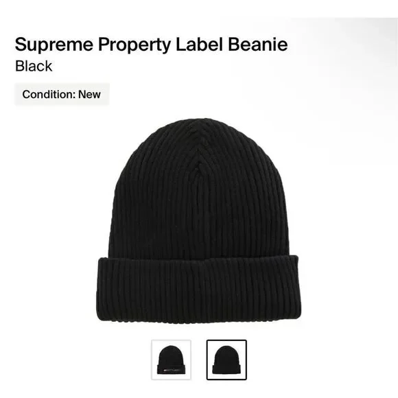 Supreme Property Label Beanie “Black” - Picture 2 of 4